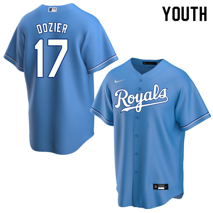 Nike Youth #17 Hunter Dozier Kansas City Royals Baseball Jerseys Sale-Light Blue